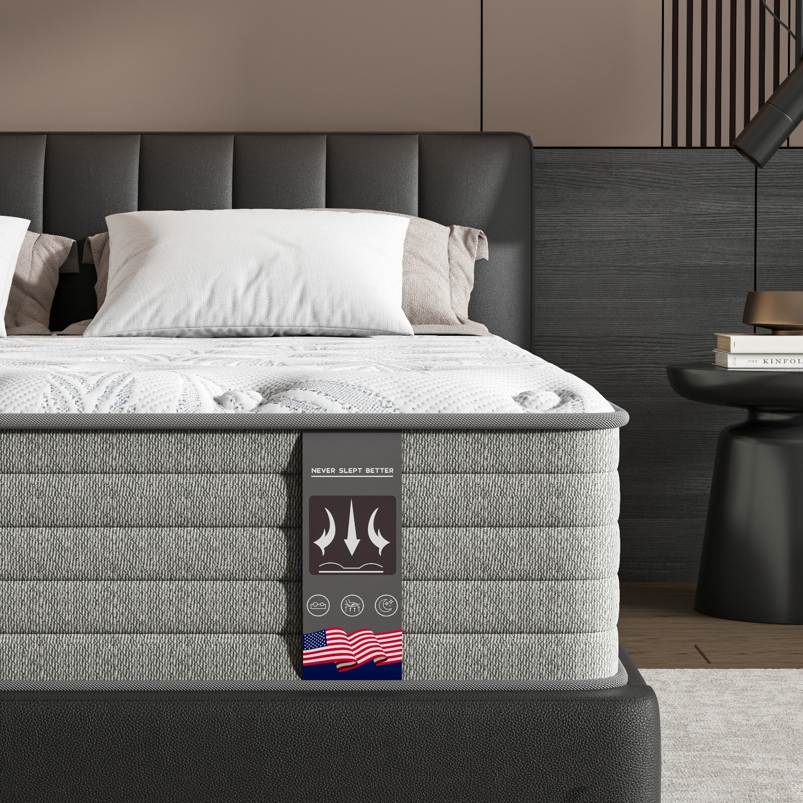 KOW Motion Isolation Mattress Queen Size 12+inch, Medium Plush Mattress in a Box