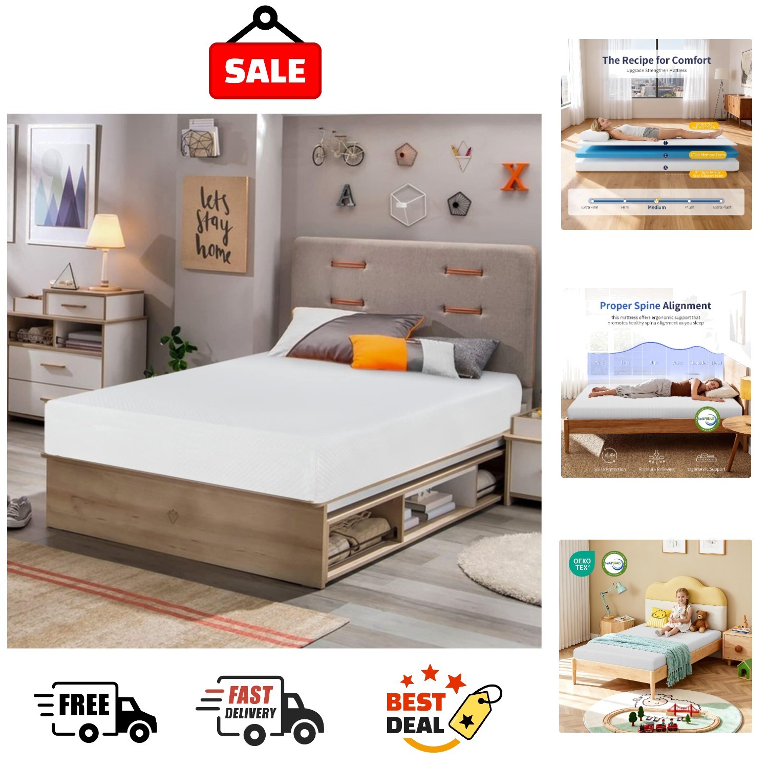 Twin Mattress Gel Foam Memory Mattress Ventilated Bed in a Box Queen