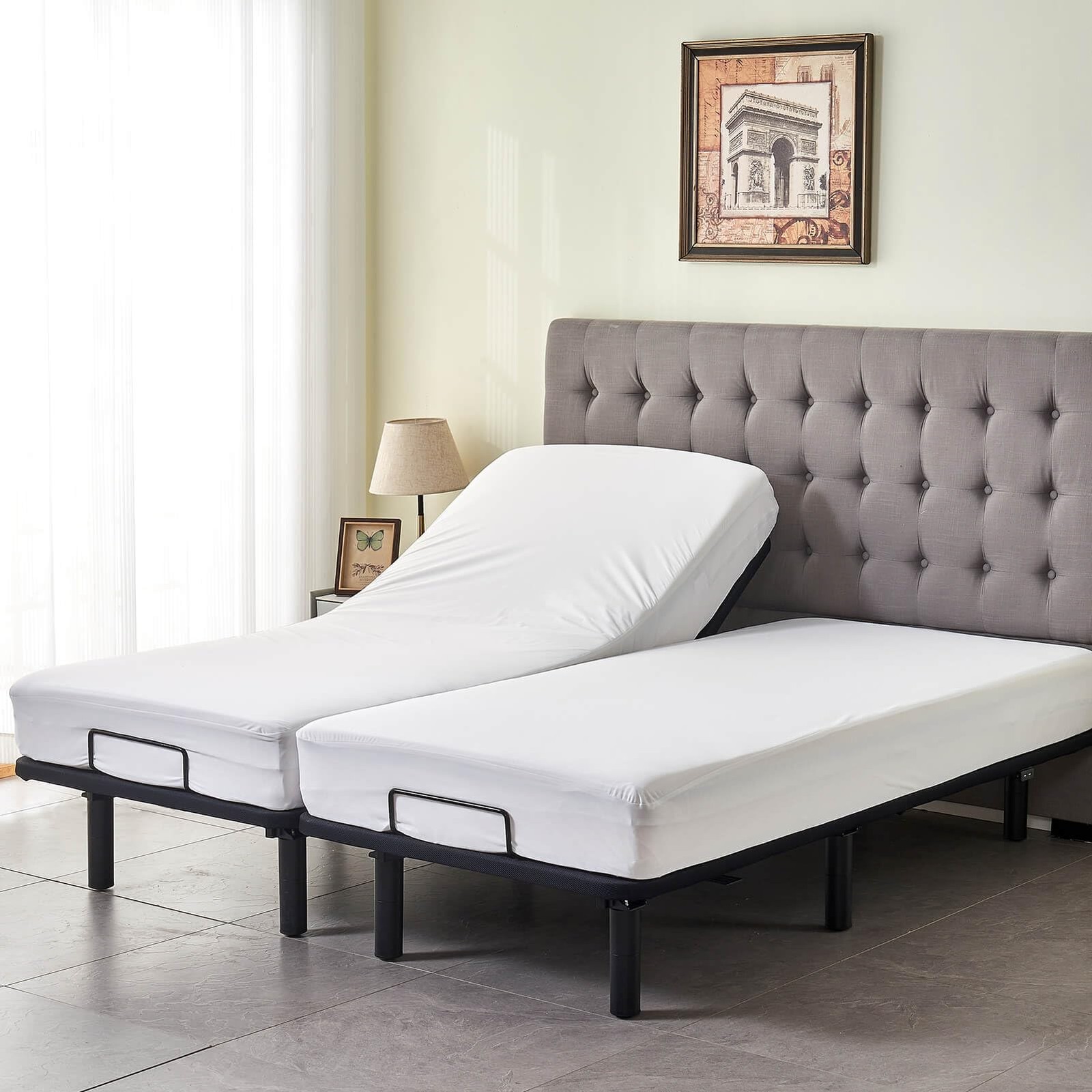 Waterproof Split King Mattress Protector for 2x(39×80), White