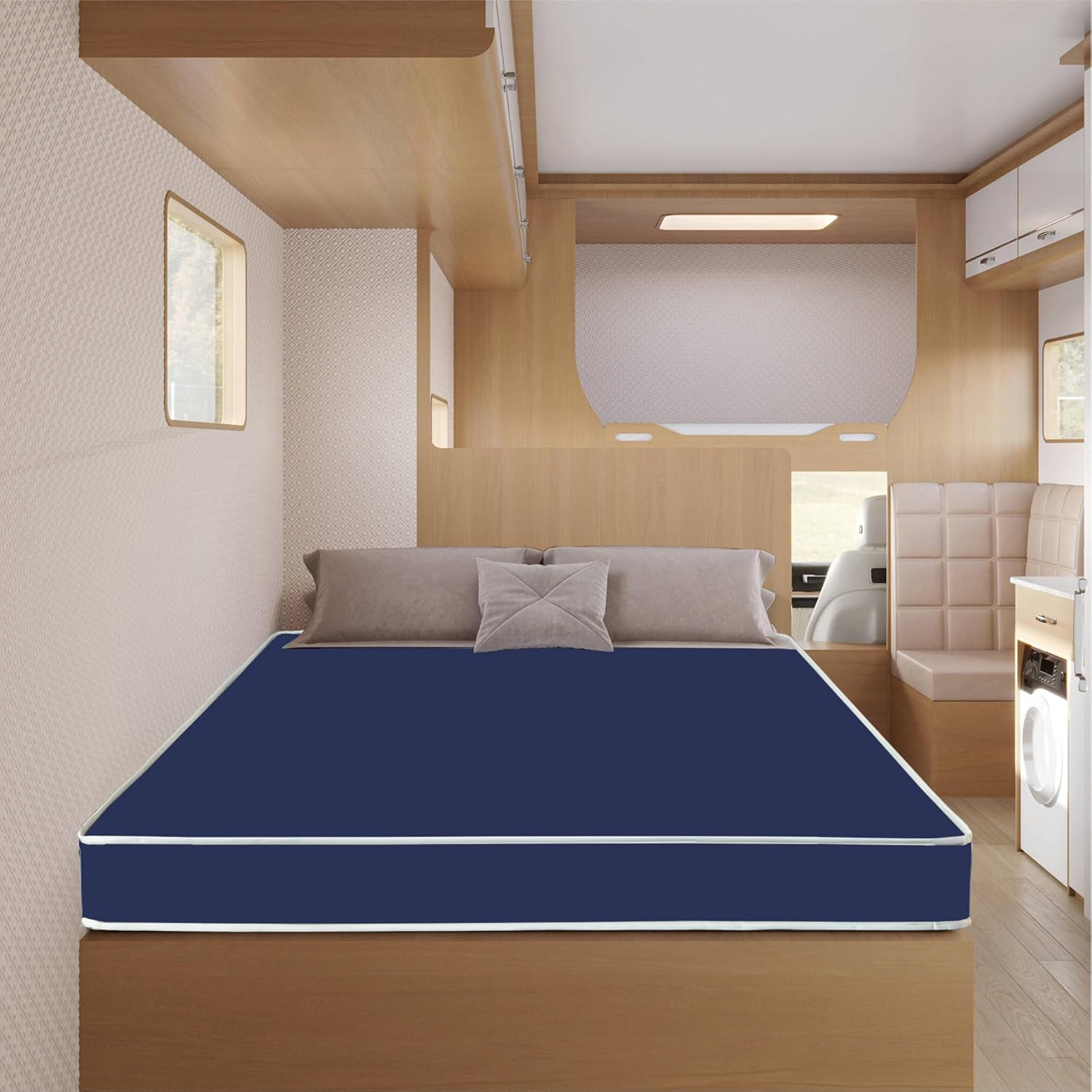 6-Inch Medium Firm Water-Resistant Foam Mattress, Short Queen Size, Blue