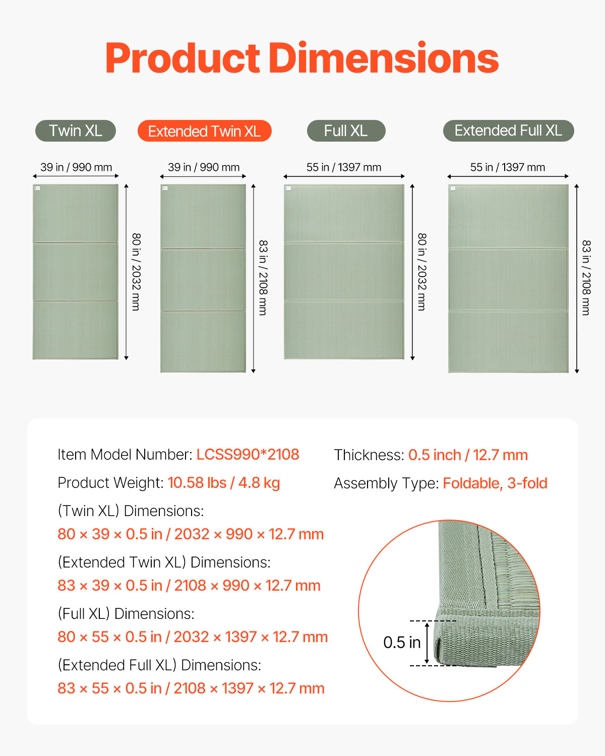 Japanese Tatami Mat Full Foldable & Non-Slip Rush Grass Tatami Mattress