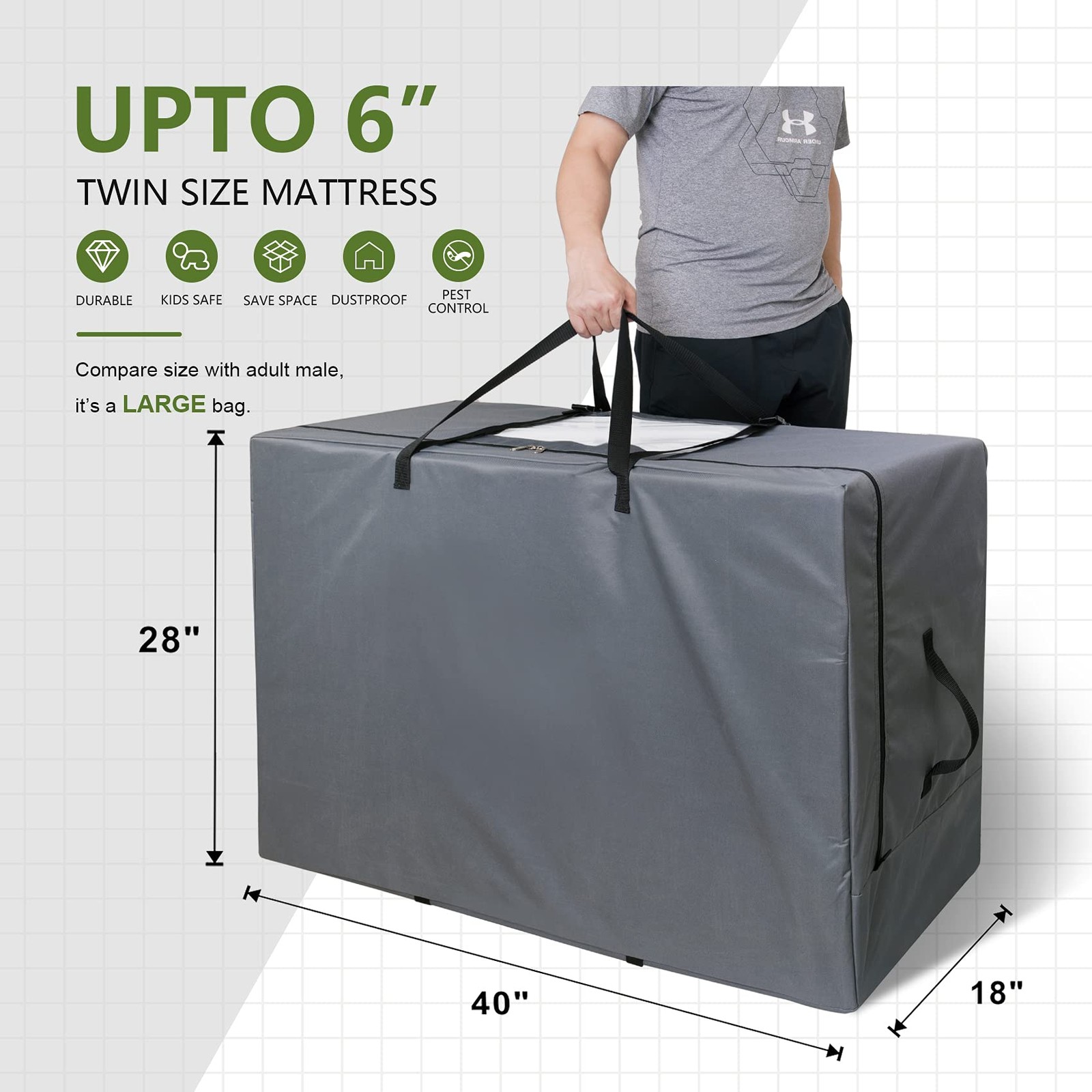 Folding Mattress Storage Bag – Heavy Duty Carry Case for Tri-Fold Guest Bed (…