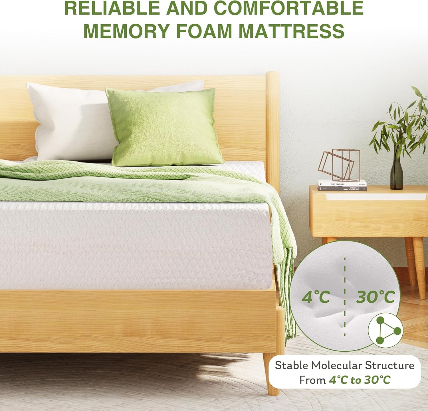8″ Twin Full Queen King Memory Foam Green Tea Gel Mattress In A Box Medium Firm