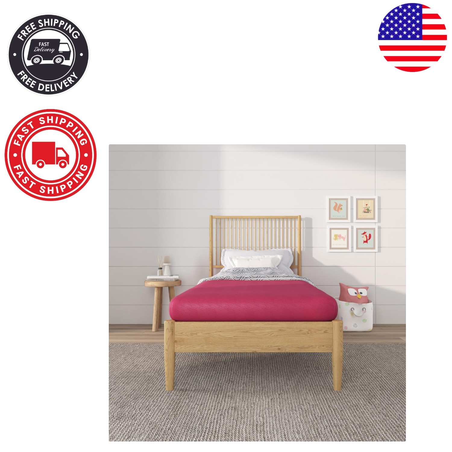 Soft Pink 5-Inch Twin Memory Foam Mattress – Hypoallergenic & Water Resistant