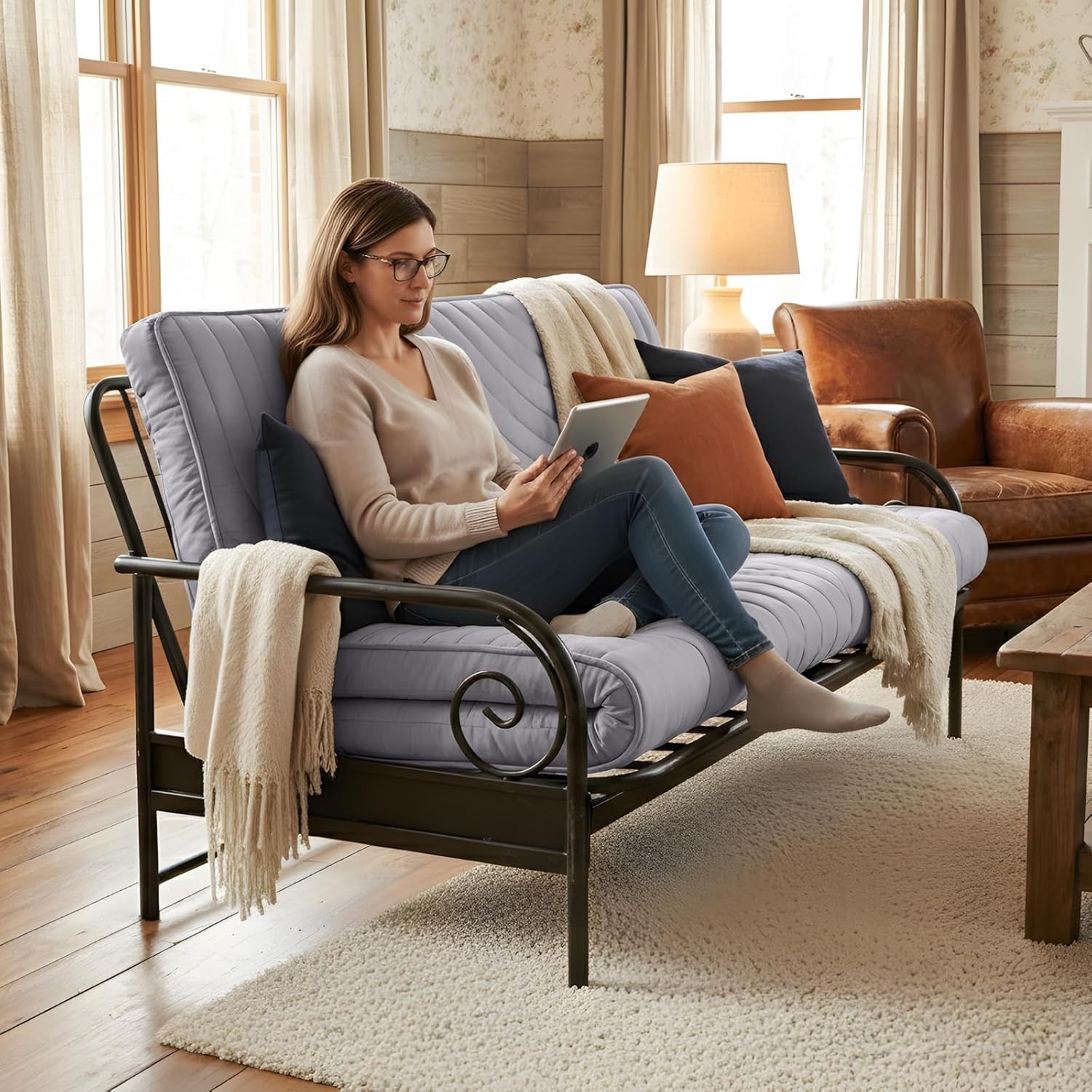 Foldable & Portable Full Size Futon Mattress – Washable Cover for Easy Care