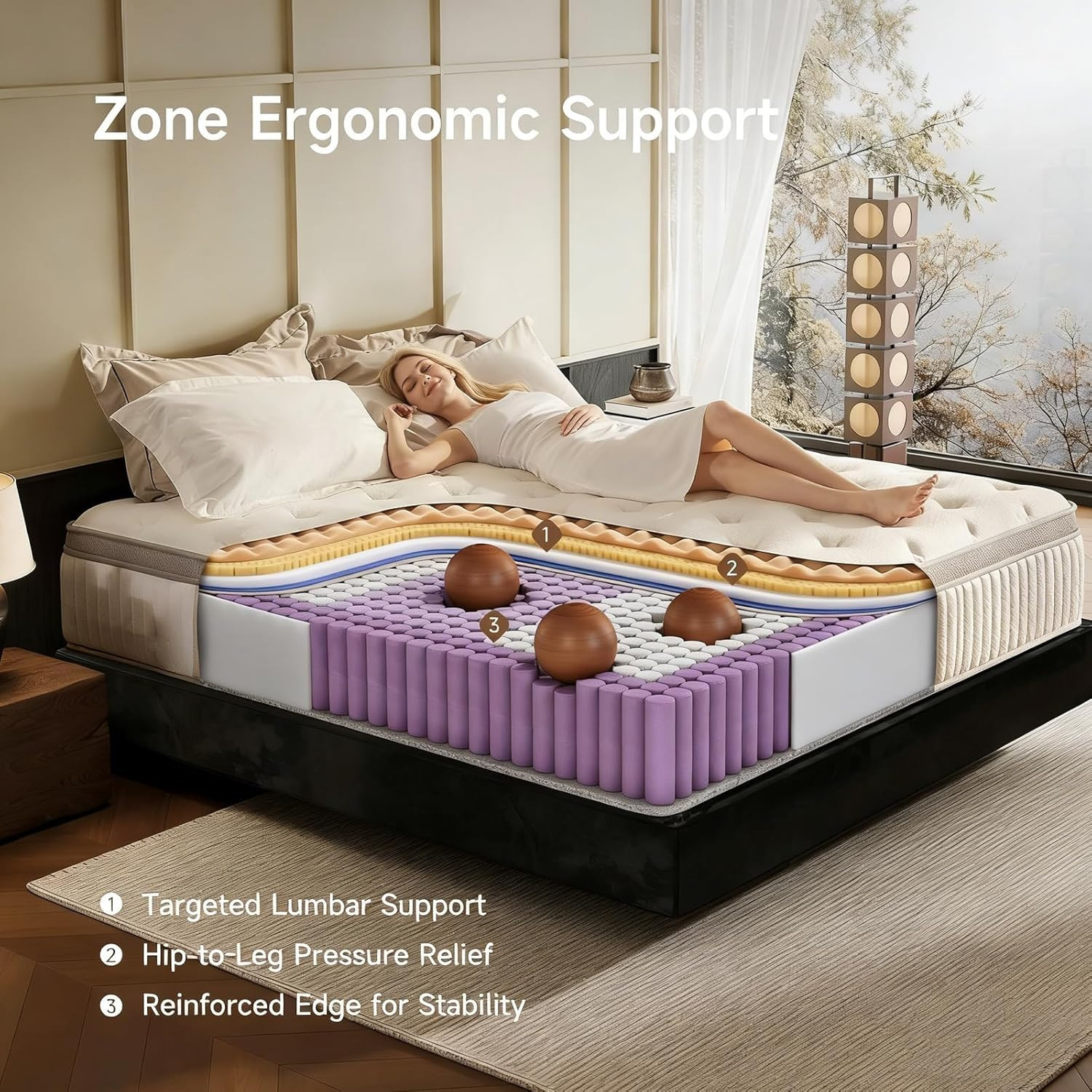 Queen 12″ Hybrid Mattress Memory Foam Pocket Springs