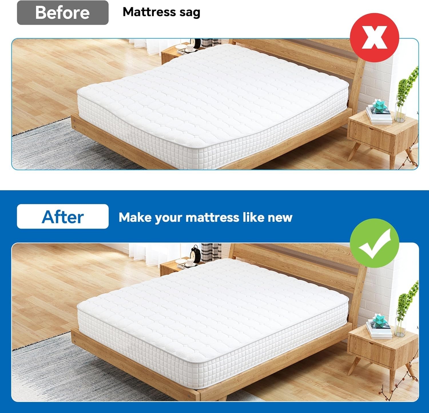 60″ L High Density Sagging Mattress Support with Flat Top, 2″ Thick Foam Bed …