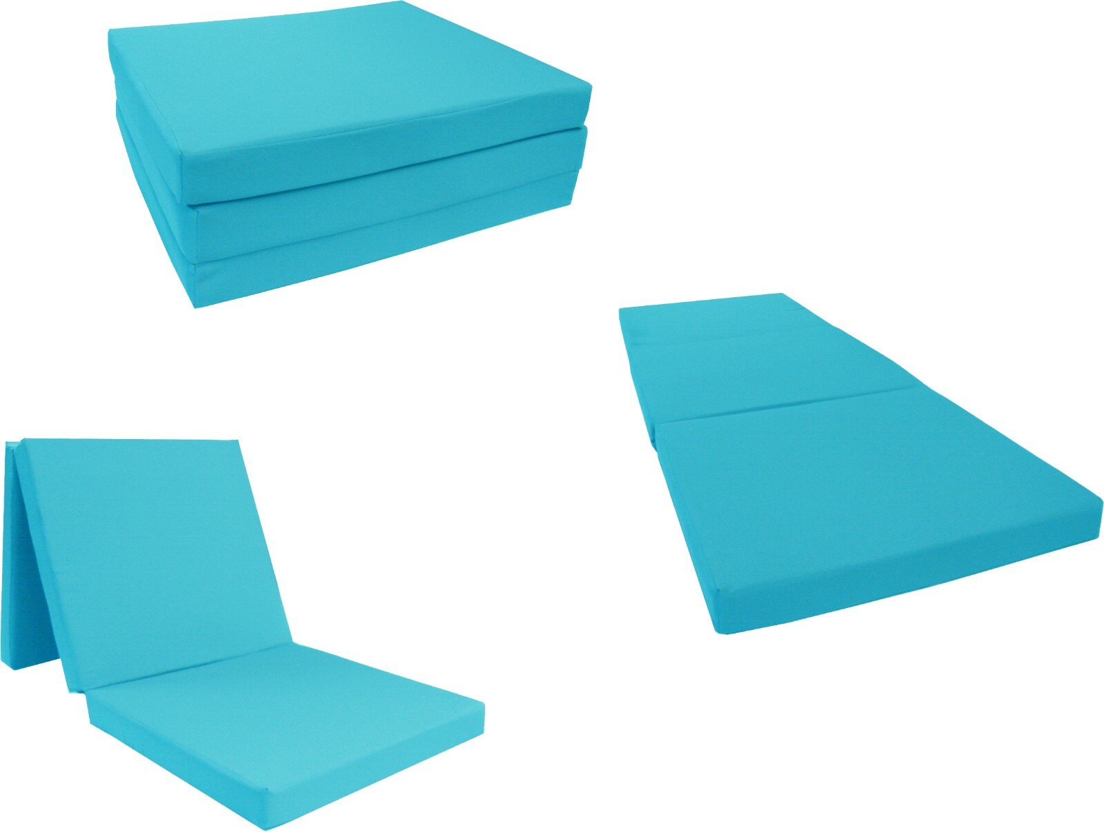 Trifold Foam Beds, Folding Mats, Cushions, Seats, 1.8 Density 3x27x75 Turuquoise