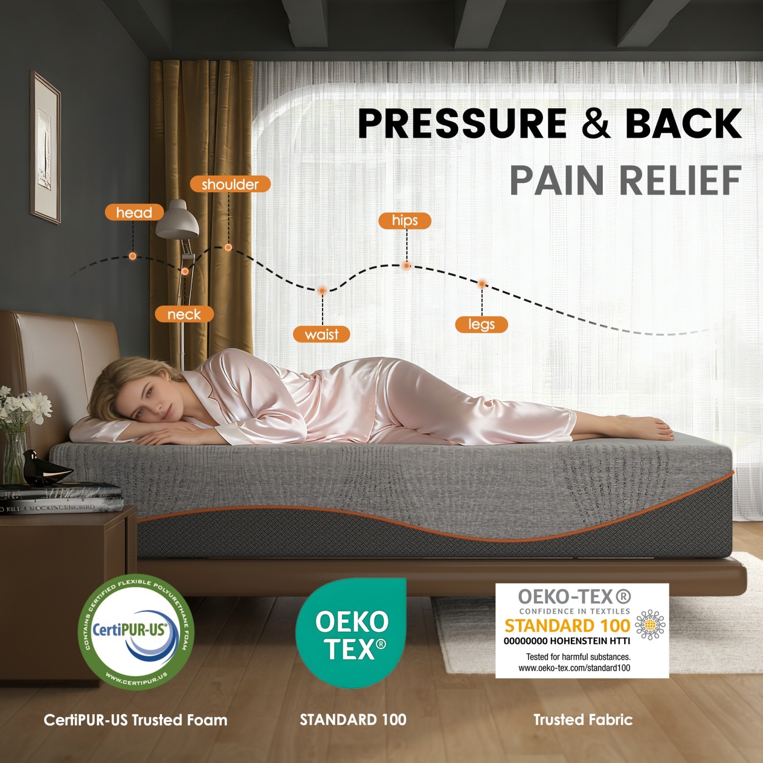 14in Full/Queen/King Size Memory Foam Mattress Medium Soft CertiPUR-US Certified