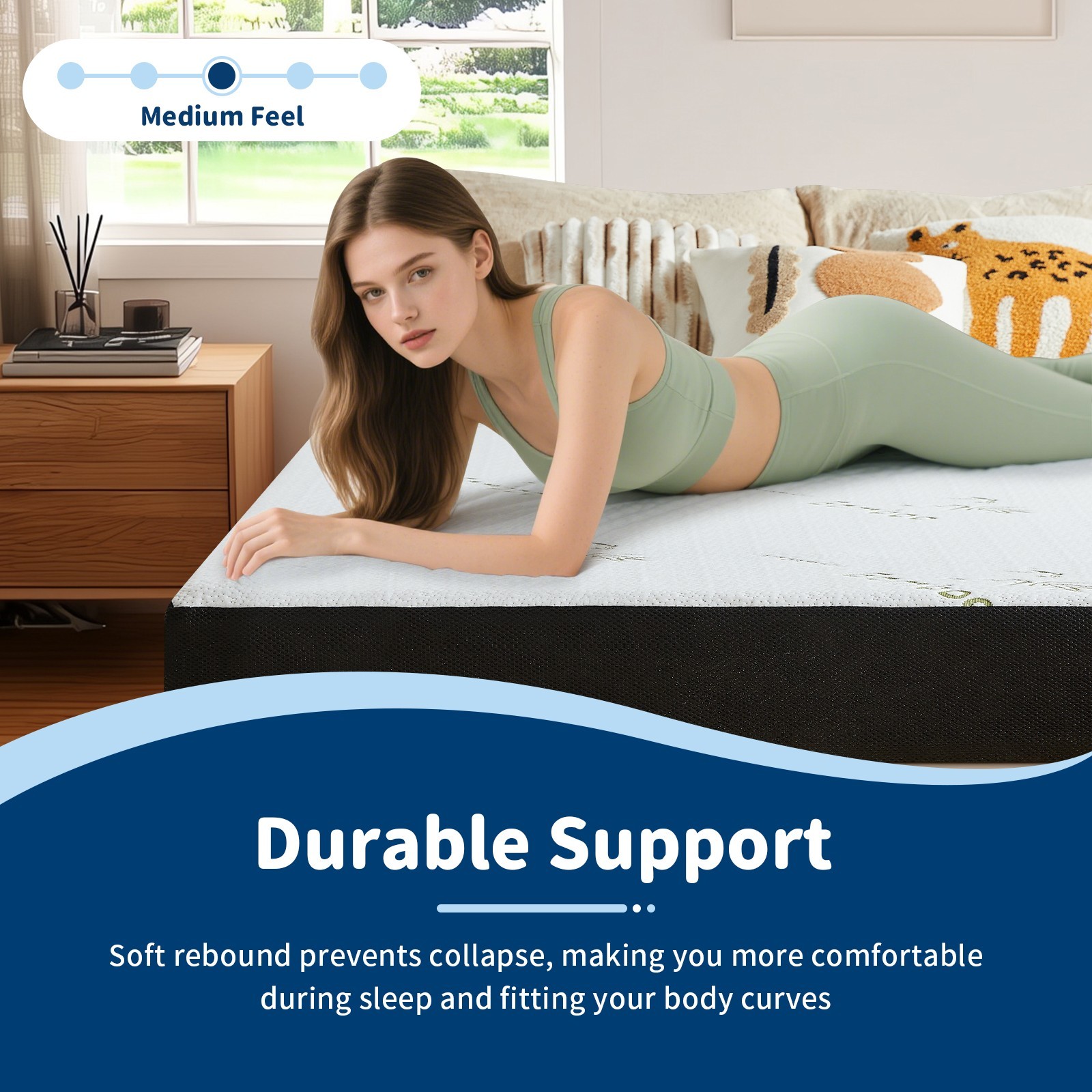5″ 6″ Waterproof Gel Memory Foam Mattress with Breathable Bamboo Cover in a Box