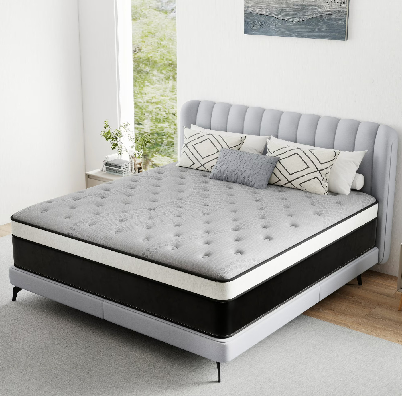 12″ King Colchon Memory Foam Hibrido Cama King Mattress Medium Firm Hybrid