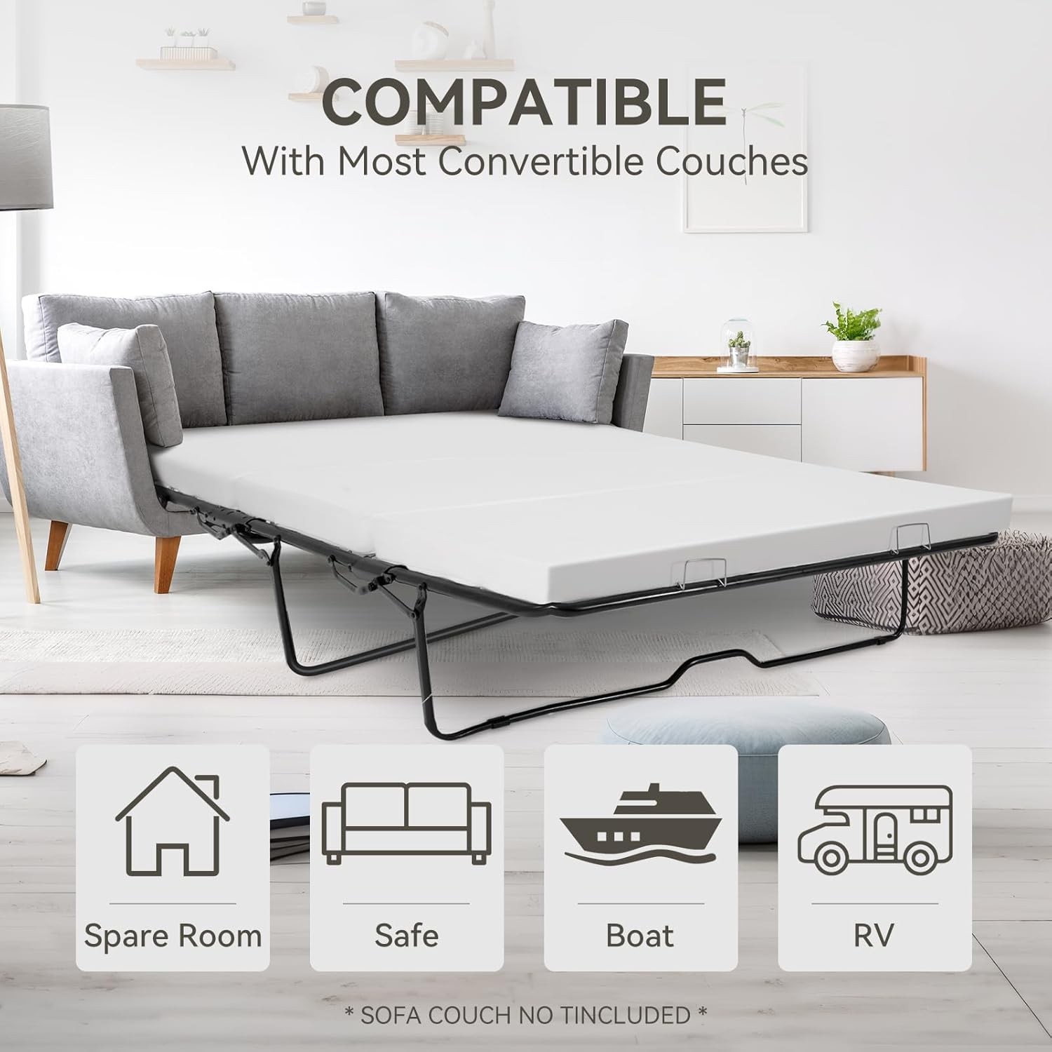 Foldable Sofa Bed Replacement Mattress Memory Foam 4″ Pull Out Sofa Bed Mattress