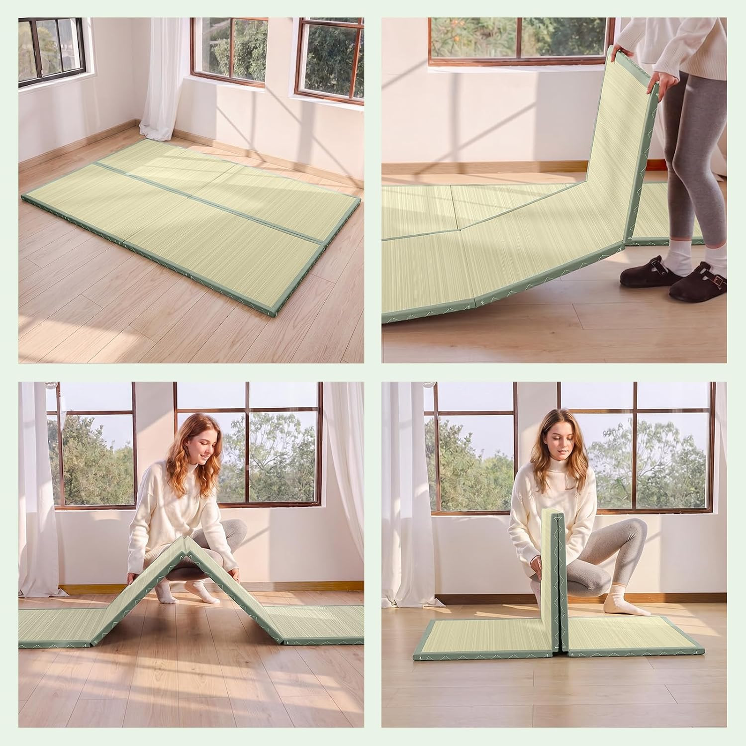 ZonLi Japanese Tatami Mat, Foldable Floor Sleeping Pad Futon Mattress, Made from