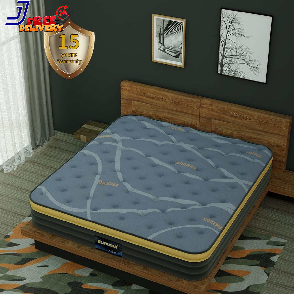 Short Queen Mattress RV Mattress 12 Inch Pillow Top Pocket Spring Hybrid Mattres