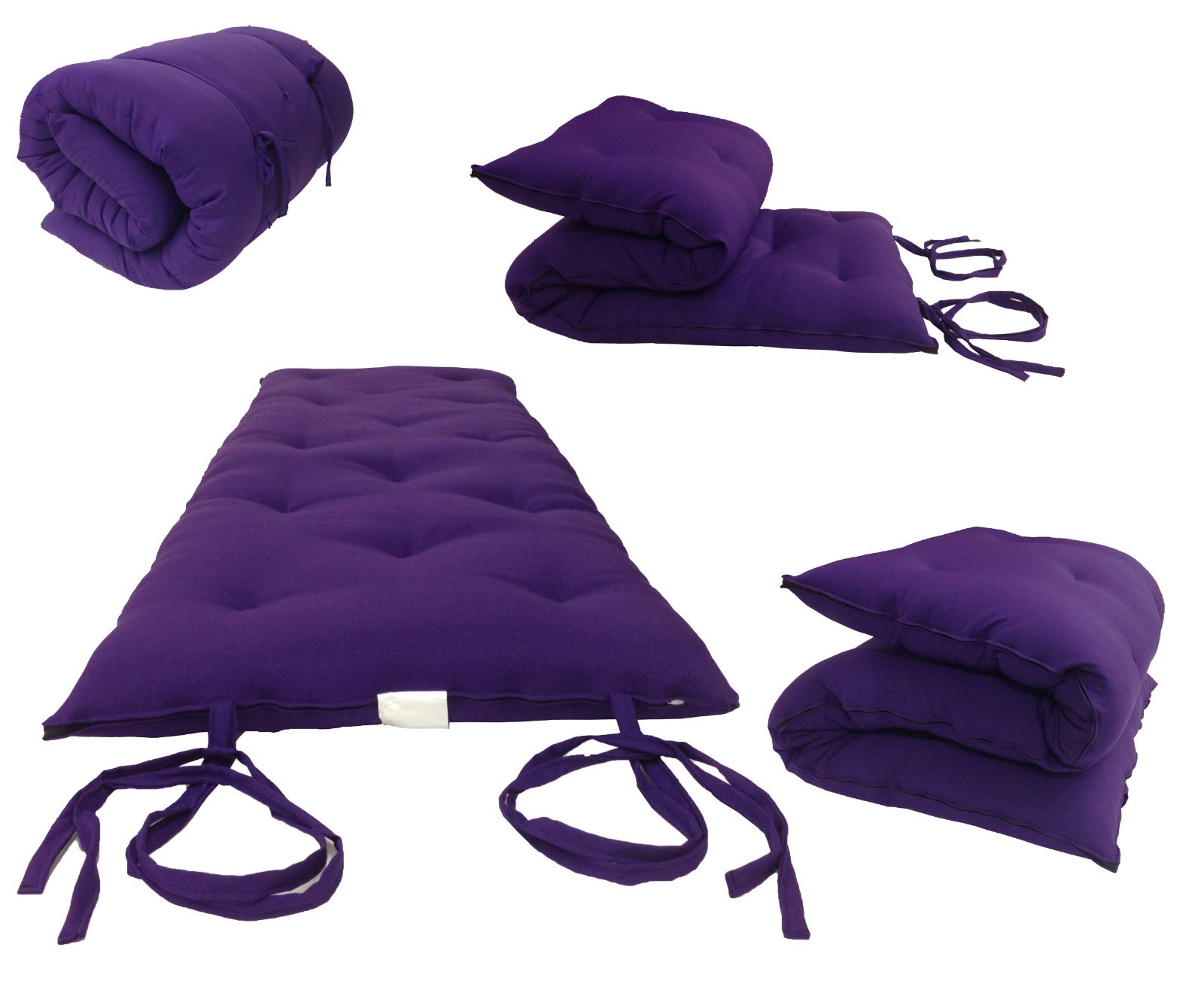 Purple Full Traditional Japanese Floor Rolling Futon Mattresses, Tatami, mats