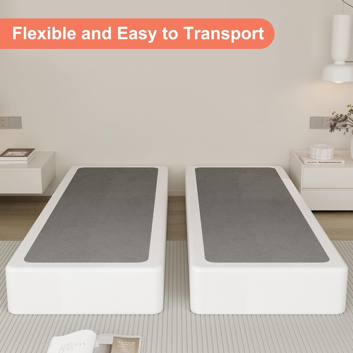 7″ Heavy Duty Split Box Spring with Fabric Cover – Easy Assembly & Noise-Free