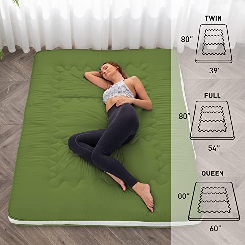 Japanese Floor Futon Mattress Extra Thick Folding Roll Up Bed Twin Green