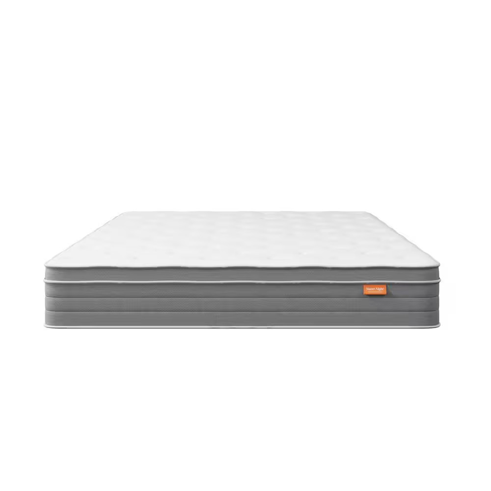 Cooling Queen Size Medium Hybrid Pillow Top Mattress, 12 In. Support and Breatha