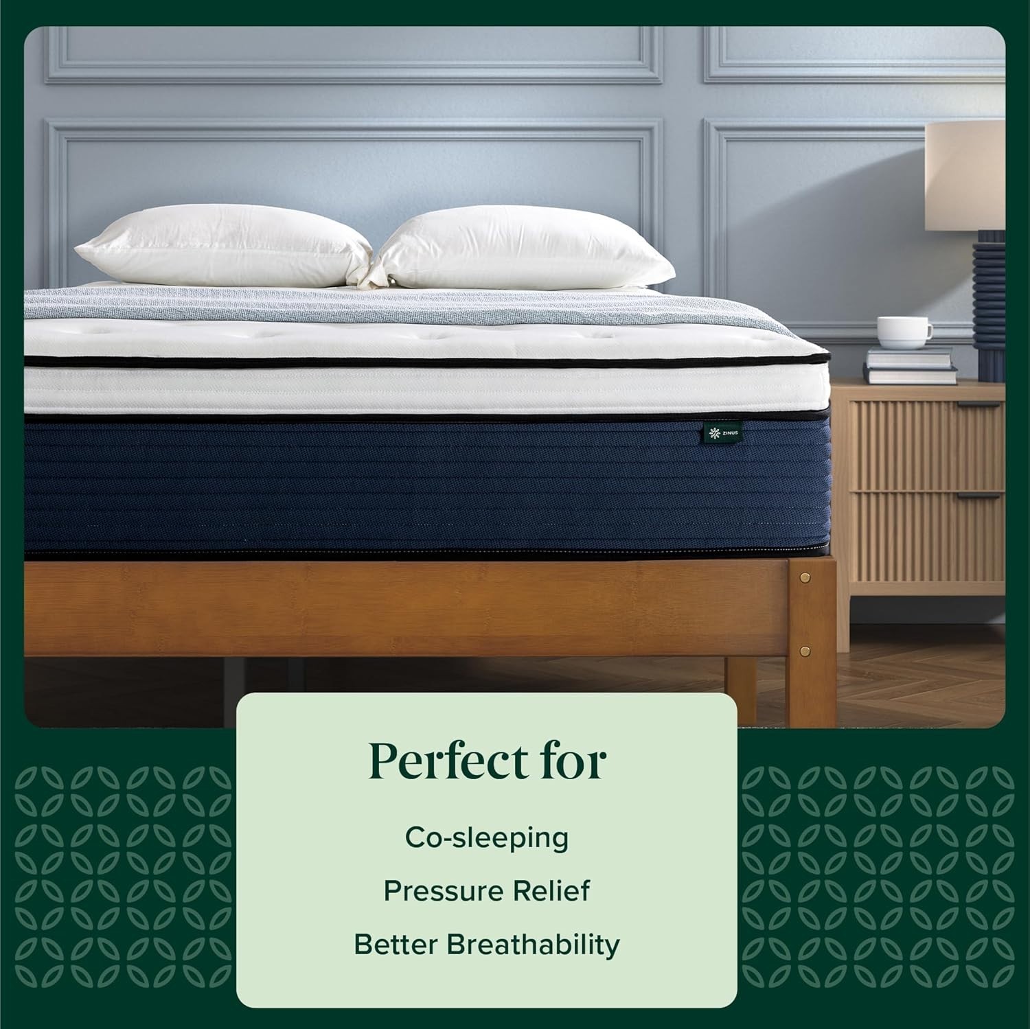 Zinus 10″ Pressure Relief Comfort Support Firm Hybrid Mattress Pocket Spring
