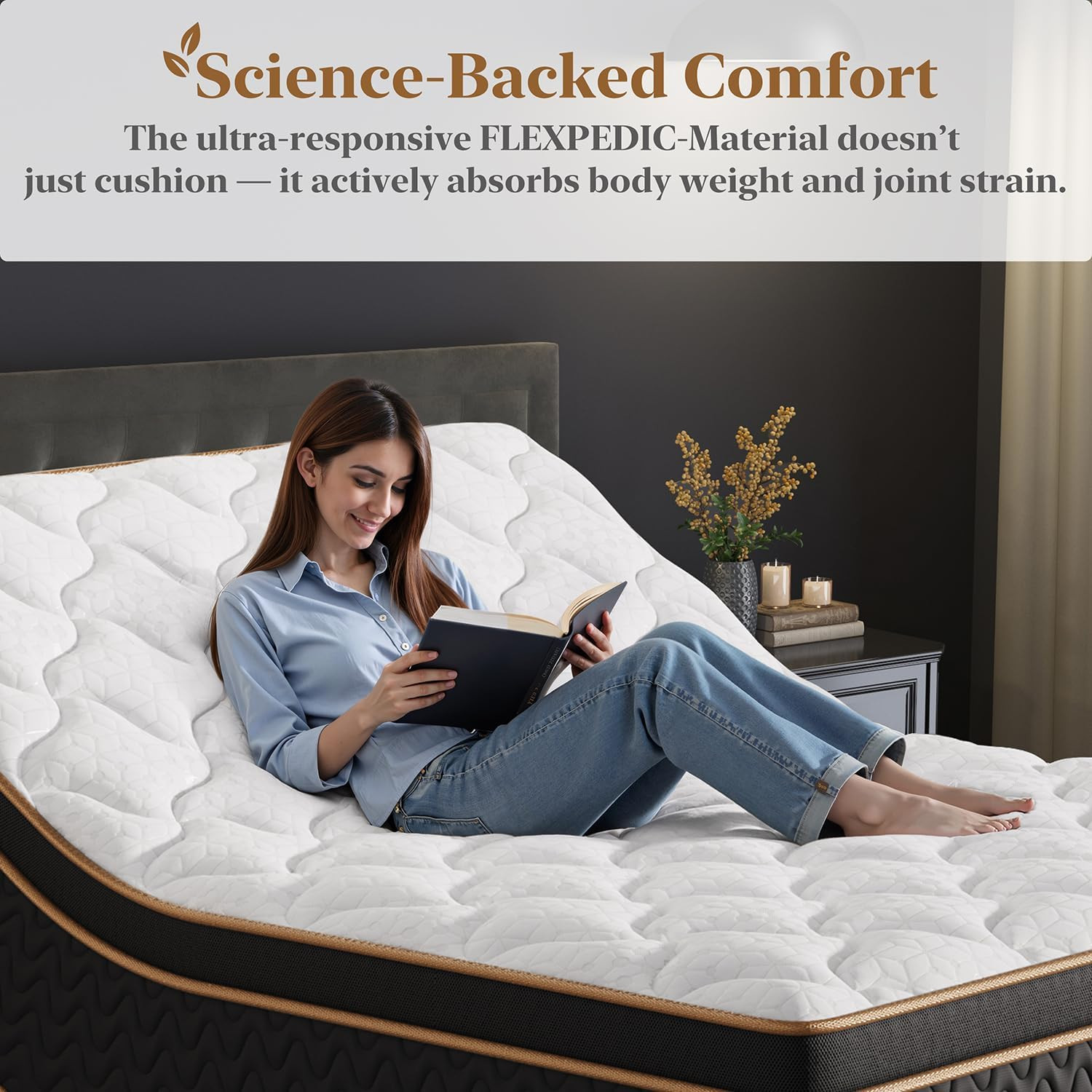 Queen Mattress 12 Inch, Cooling Hybrid Bed in a Box, 7-Zones Individual Pocket S