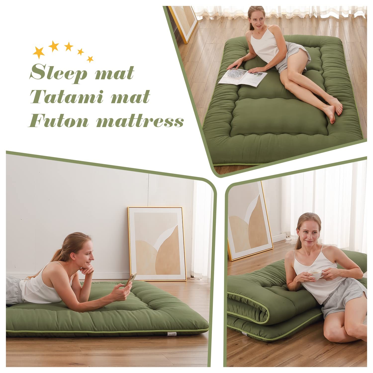 Zelladorra Japanese Floor Mattress, Futon Mattress with Portable Storage Bag …