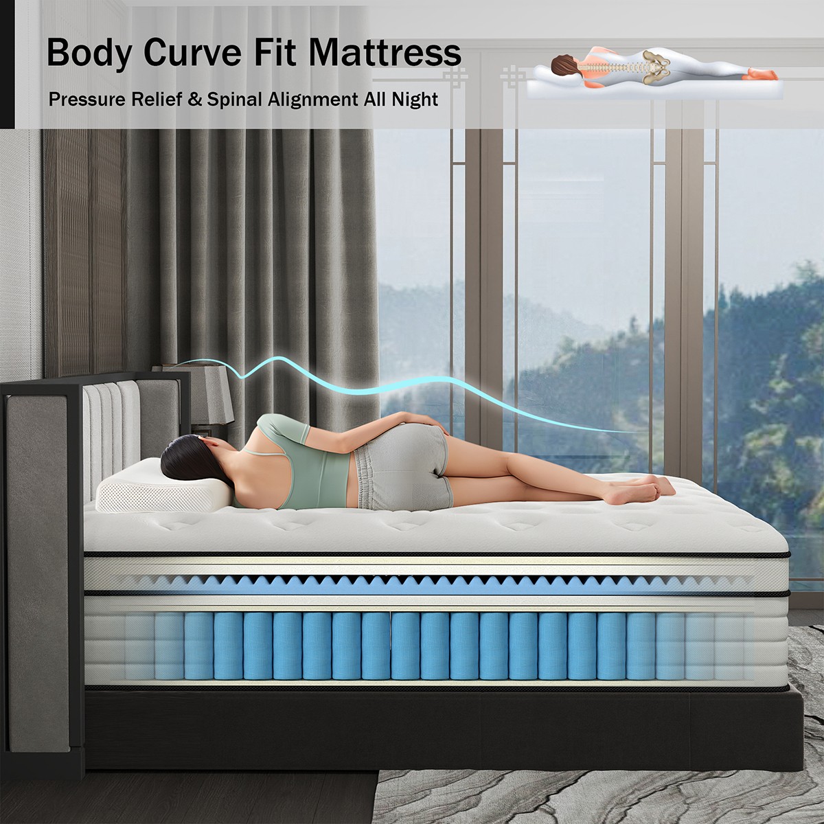 12/14 Inch Full Queen King Size Mattress Hybrid Foam Innerspring Bed in a Box