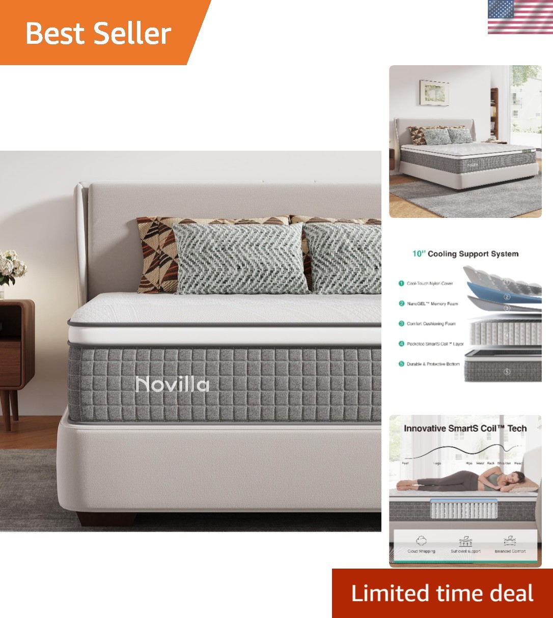 Pressure Relief 10 Inch Twin Mattress with Motion Isolation for Peaceful Rest