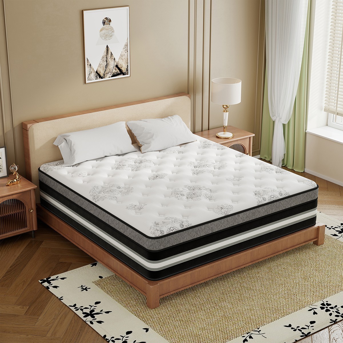 12″ 14″ Mattress In A Box Gel Memory Foam Pocket Spring Twin Full Queen King