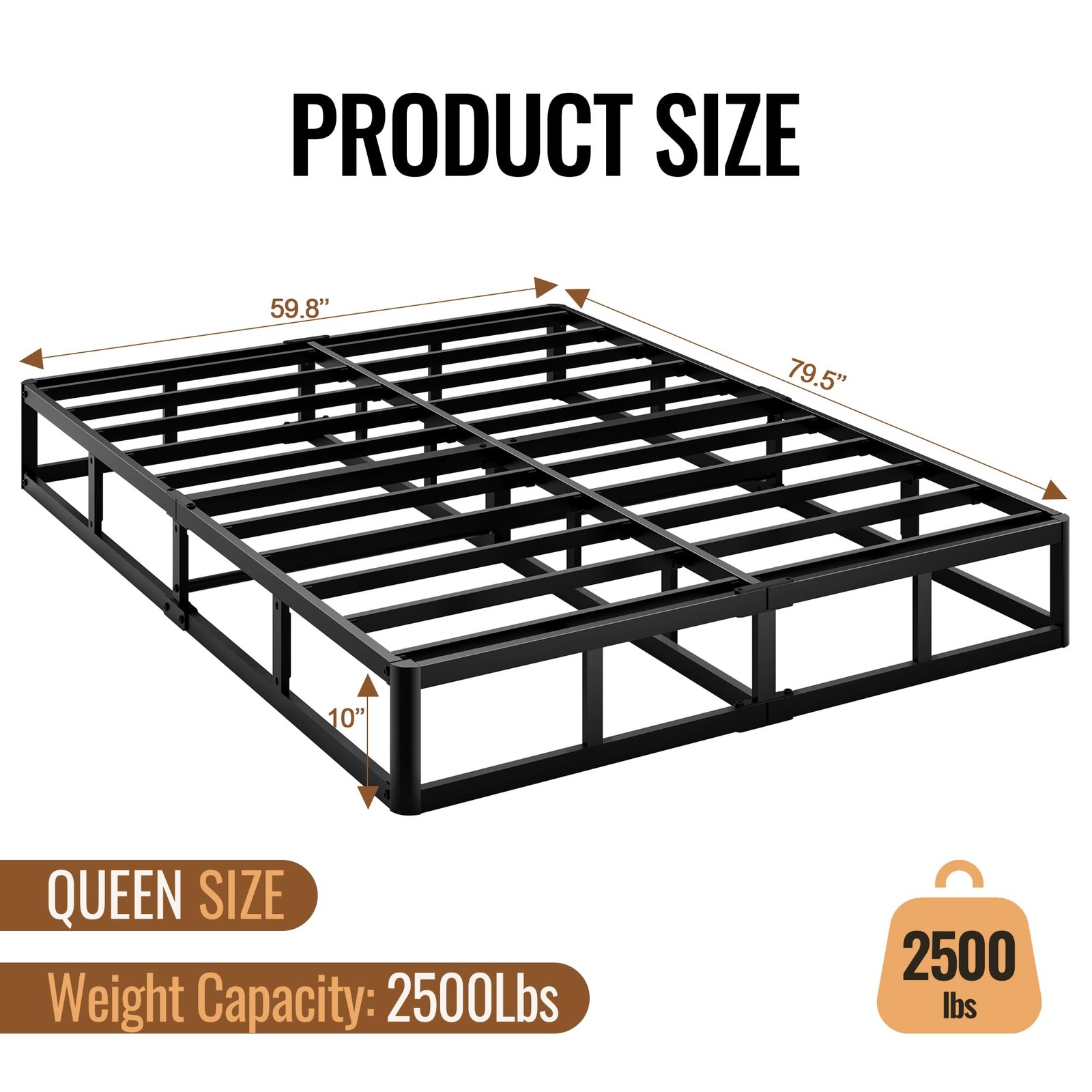 10 Inch 2500lb Heavy Duty Metal Mattress Foundation Mashomdec Queen Size Spring