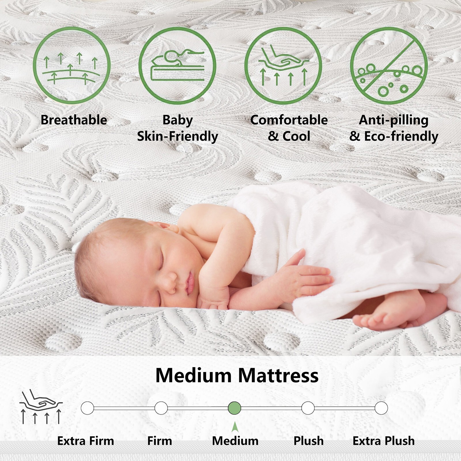 14″ Gel Infused Memory Foam Mattress Queen Size Hybrid Mattress Spring In A Box