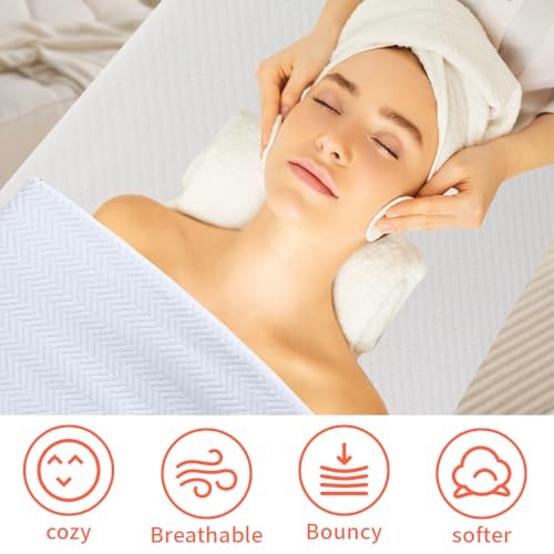 Lash Bed Topper Memory Foam Topper for Massage Bed,Memory 73x29x2 inch White