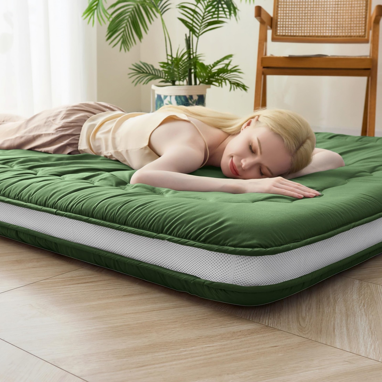 Japanese Futon Mattress Floor Mattress Twin Size, 4″ Thicken Foldable & Porta…