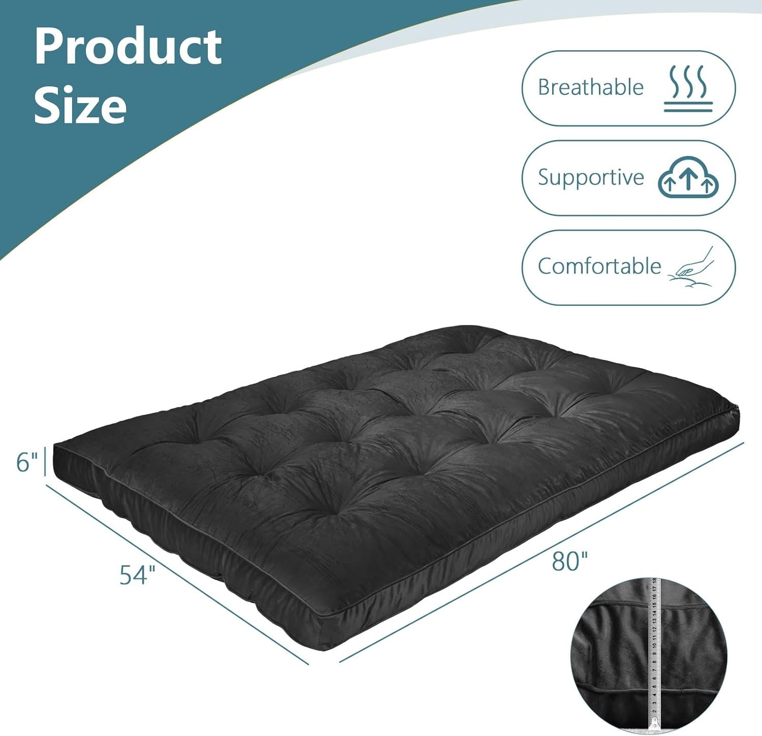 Flannel Floor Foldable for Adults,Futon Mattres Full Size 6″,Floor Futon