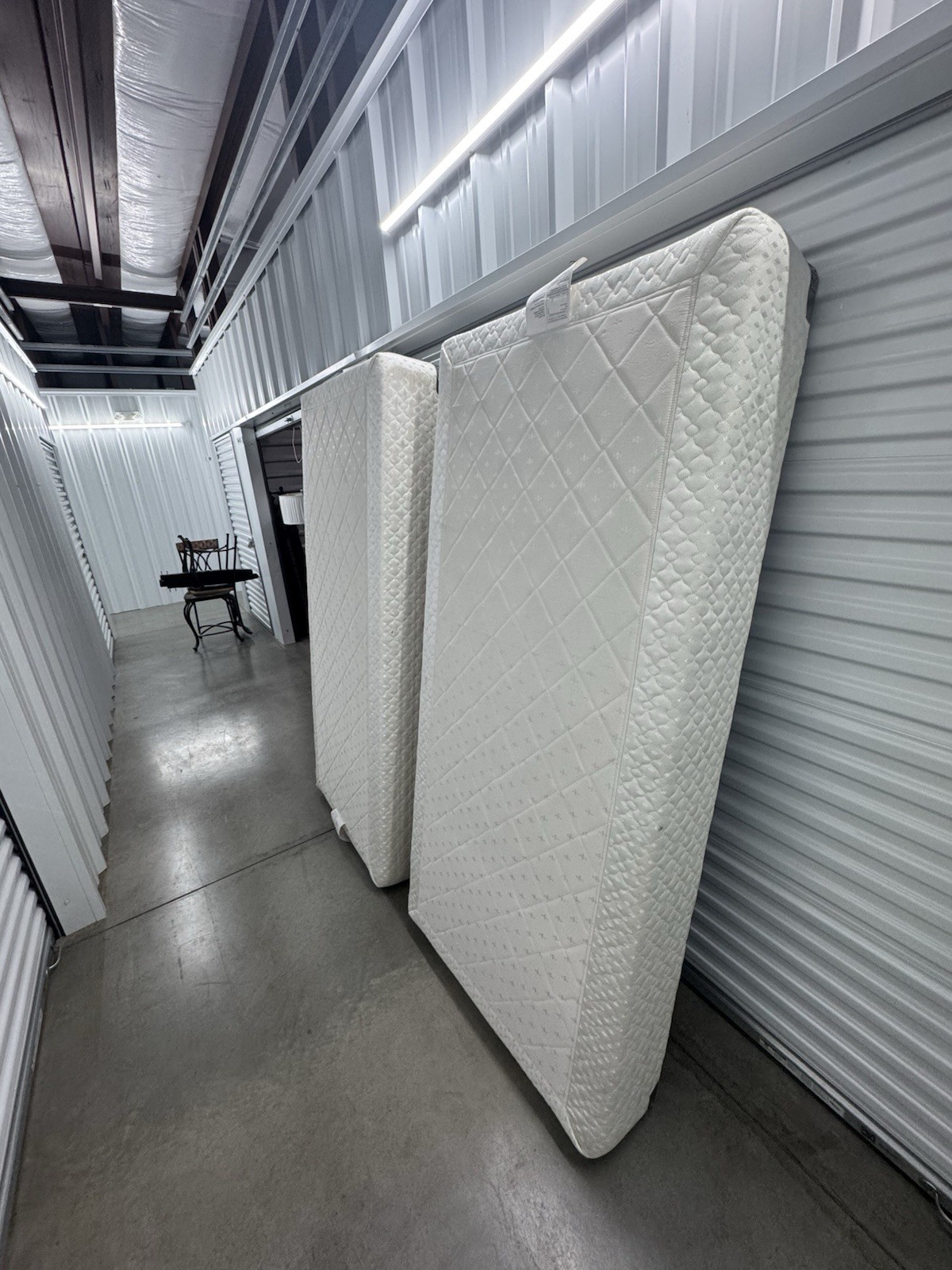 Set of 2 White Diamond Pattern Rectangular Bedroom Mattress box spring only.