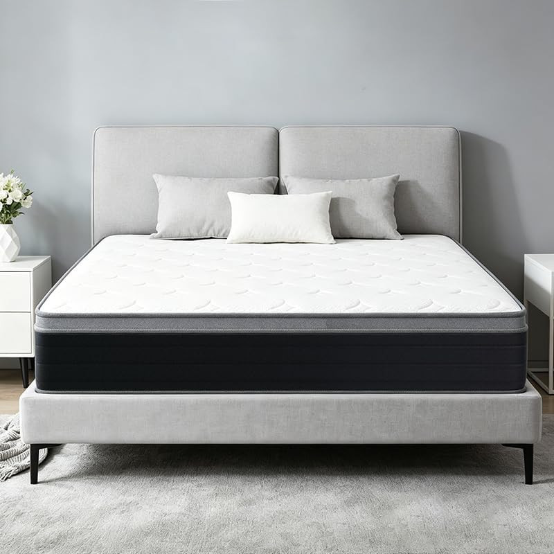 Queen Size Mattress, 10 Inch Plush Comfort, Pocketed Coil Mattress in a Box, 60X