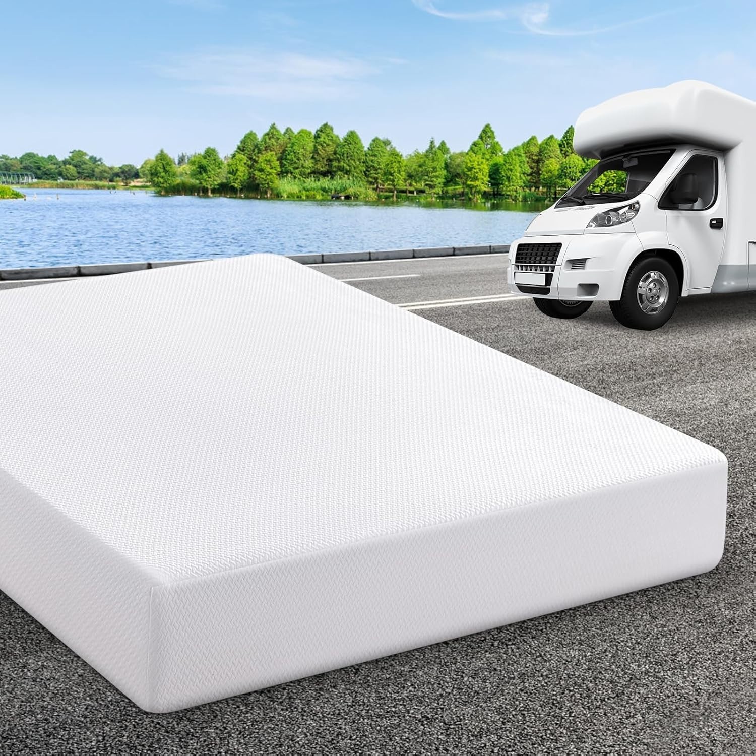 10 Inch RV Mattress Short Queen Memory Foam Mattresses Premium Cooling Green Te