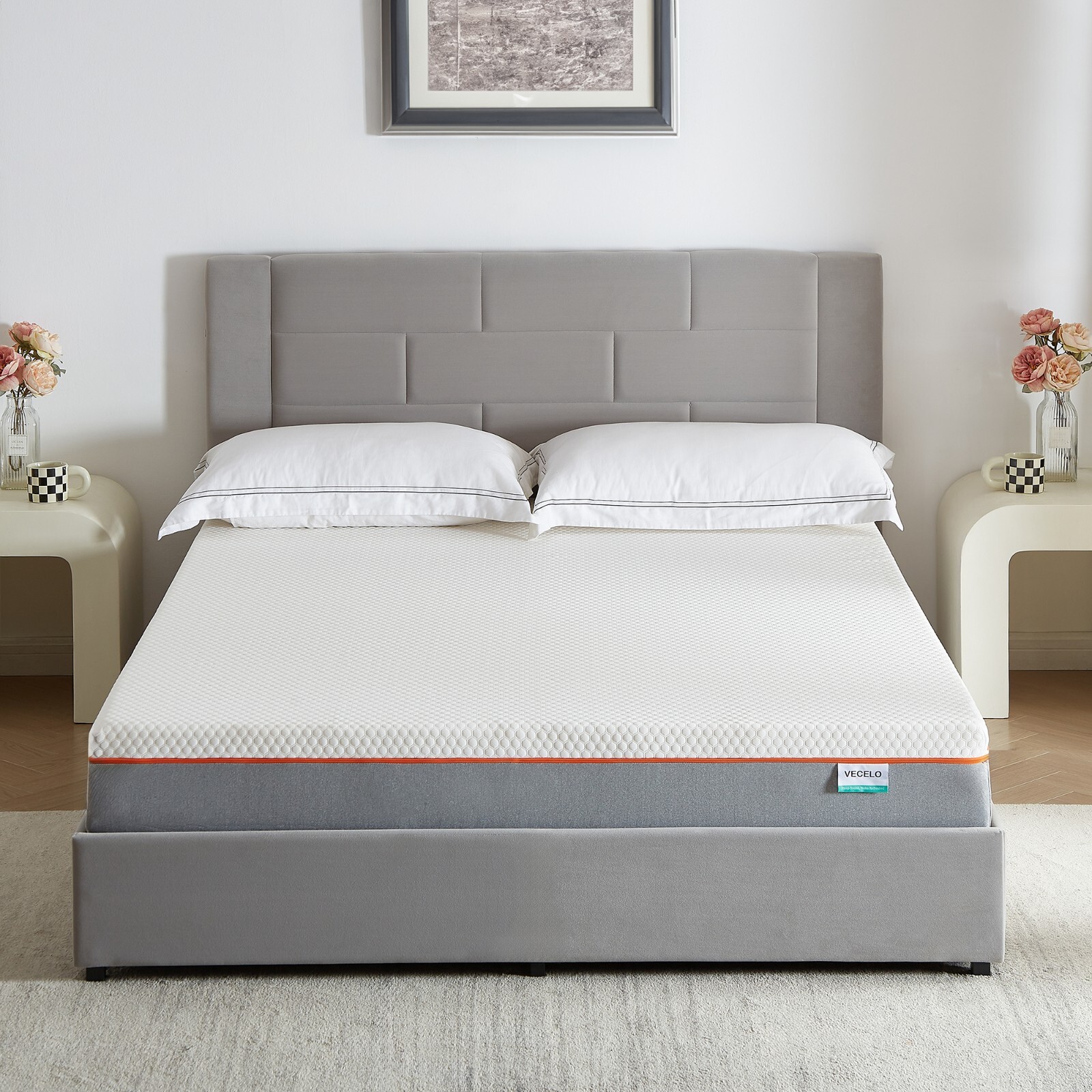 VECELO 8 Inch Mattress Charcoal Infused Memory Foam Medium Firm Pressure Relieve