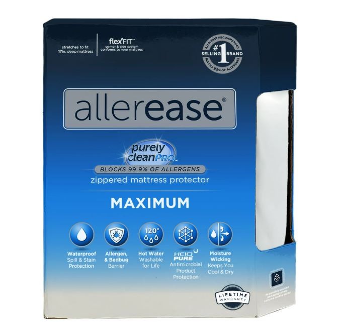 Aller-Ease 8914WM Maximum Allergy Relief Zippered Mattress Protector, Queen