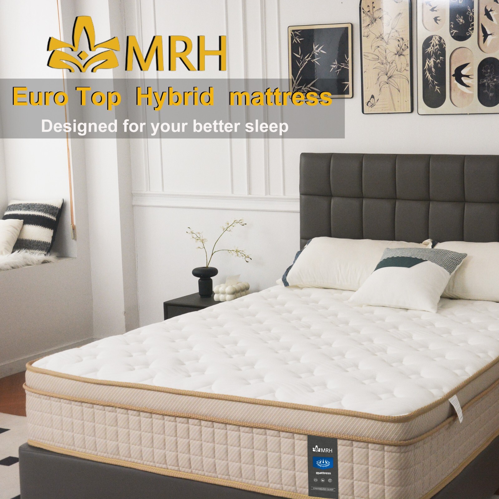MRH 12 Inch, Pocketed Coil, Box Mattress, Hybrid Mattress, Innerspring Mattress,