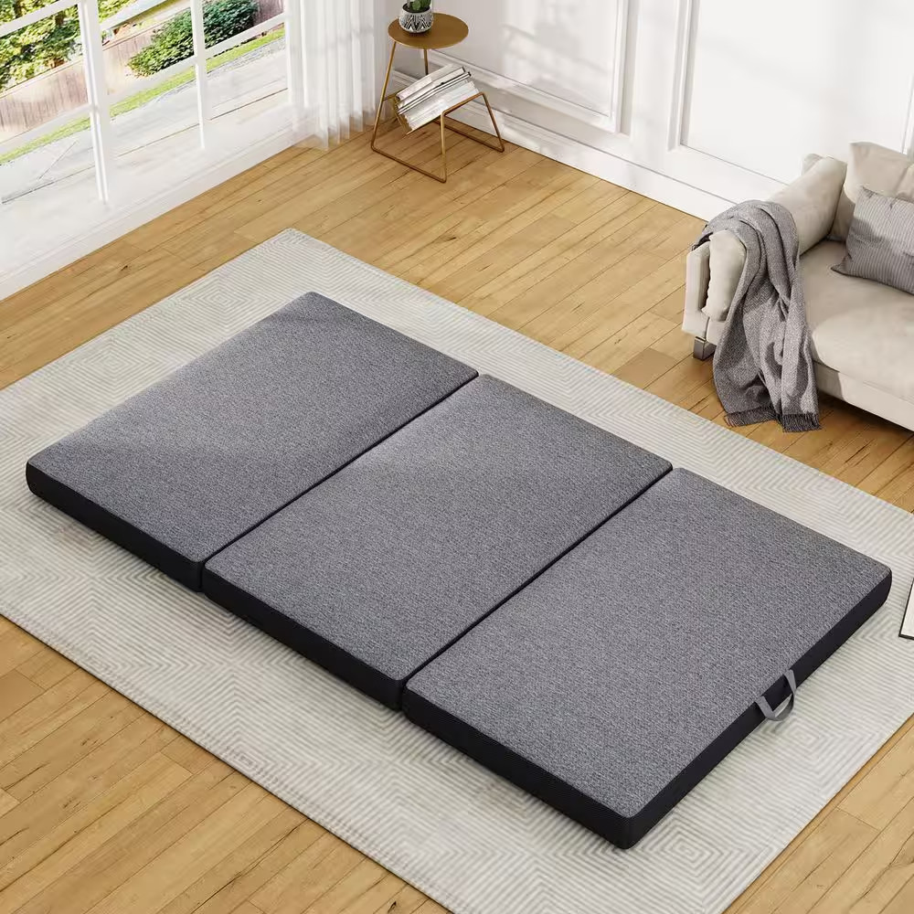 Bedroom Queen Size Medium Memory Foam Mattress, 6 In. Futon Floor Folding Mattre