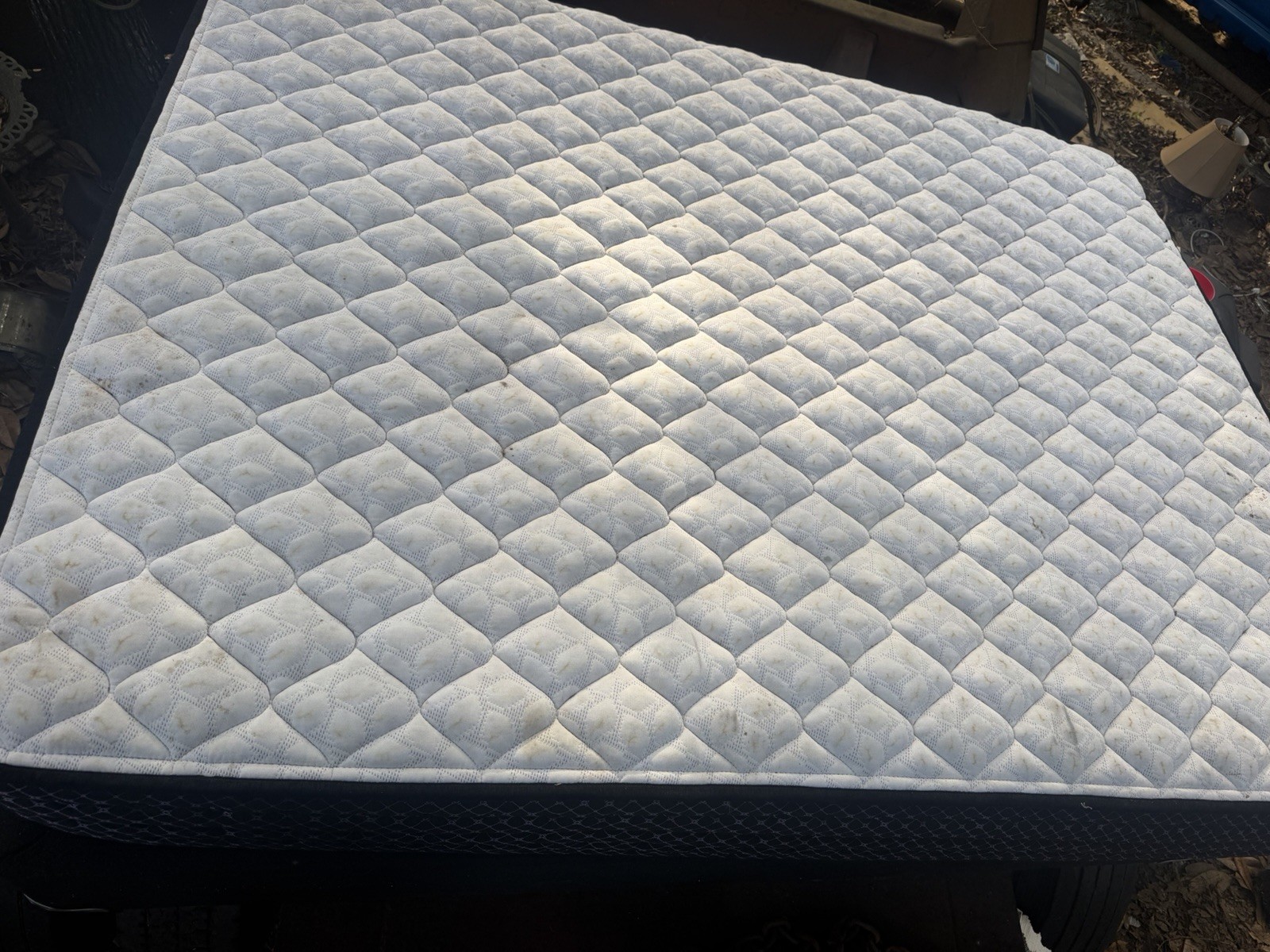 Queen Innerspring Mattress Medium Firm Quilted Fabric Cover White/Black