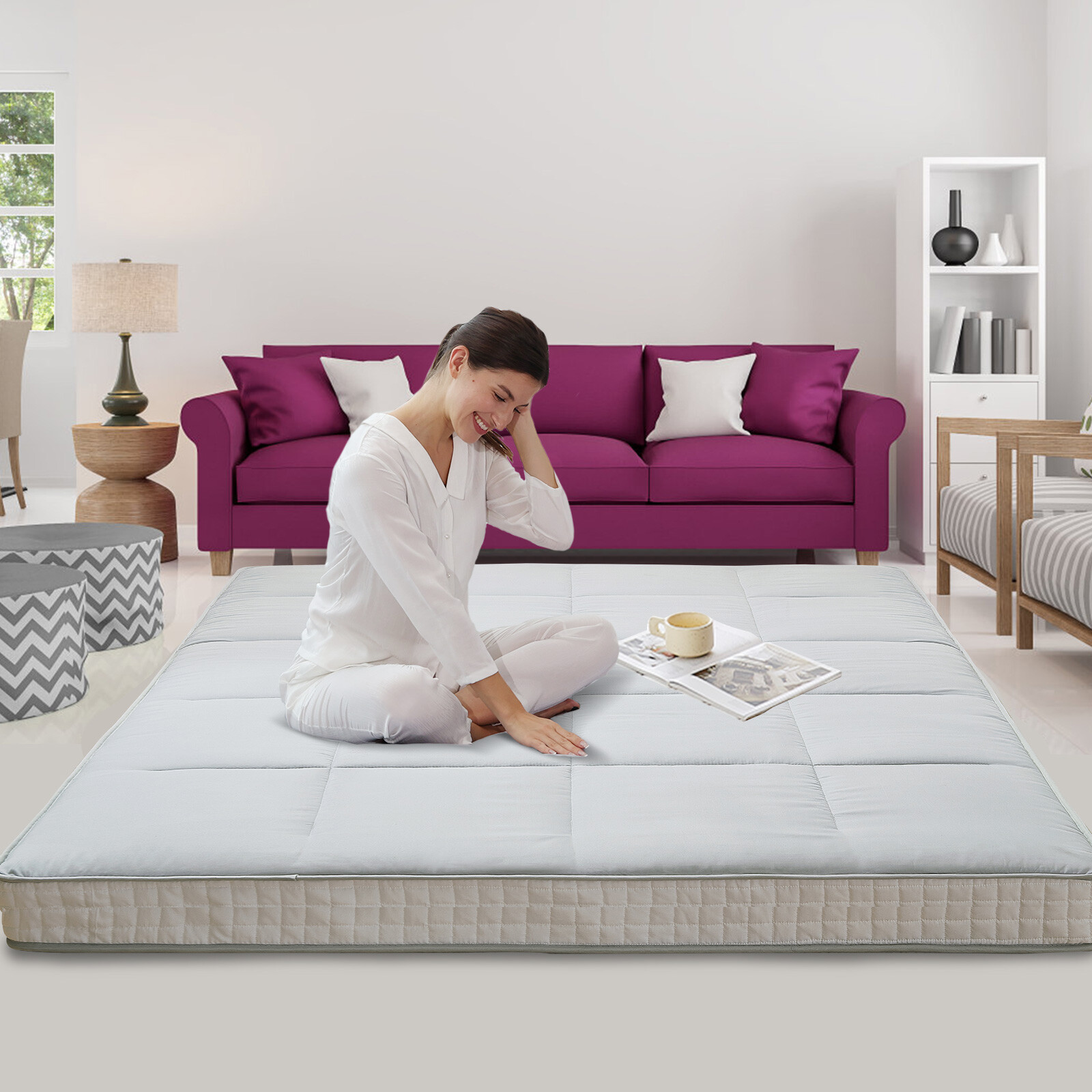 SLSY Japanese Floor Mattress Futon Mattress Sleep Mattress with Dust-Proof Cover