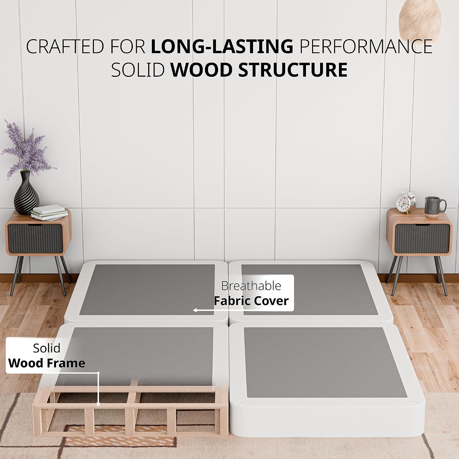 Natural Wood 4-Inch Box Spring – Durable Support for a California King Mattress