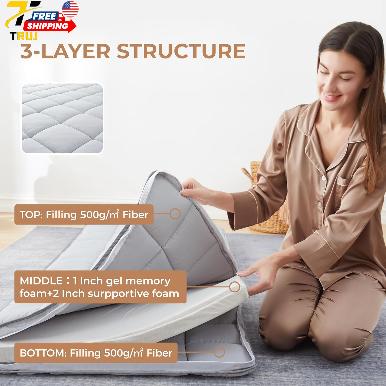 4Inch Cot Mattress Topper Small Single Gel Infused Memory Foam Machine Washable