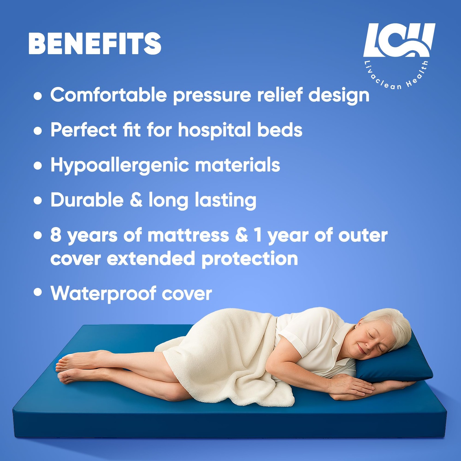Hospital Bed Mattress Gel 30mm Memory Foam Twin XL 80″x36″x6″ Waterproof Cover