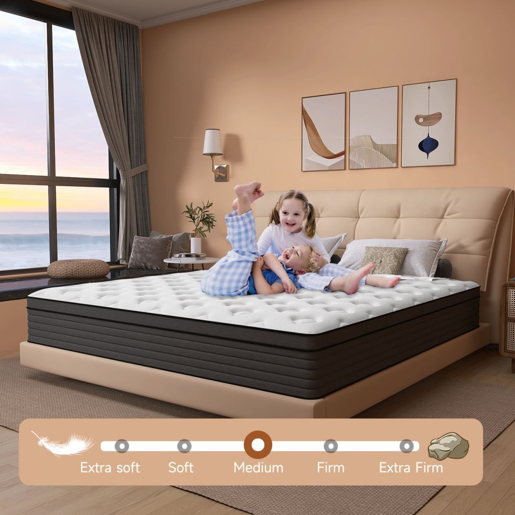 14″ Queen Size Hybrid Memory Foam Mattress in a Box,Pocket Spring Medium Firm