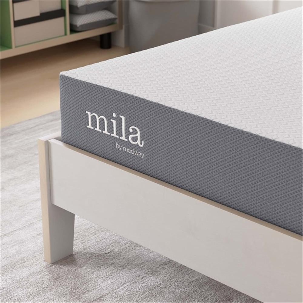 Modway Mila 8″ Twin Modern Style Memory Foam Mattress in Gray
