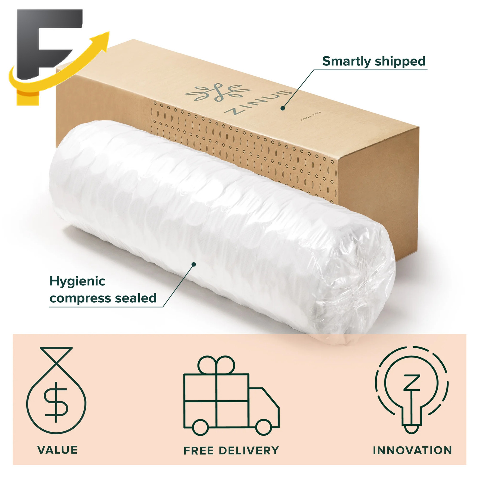 Zinus Support Plus 10″ Twin Tight Top Medium Hybrid Mattress with Comfort Foam