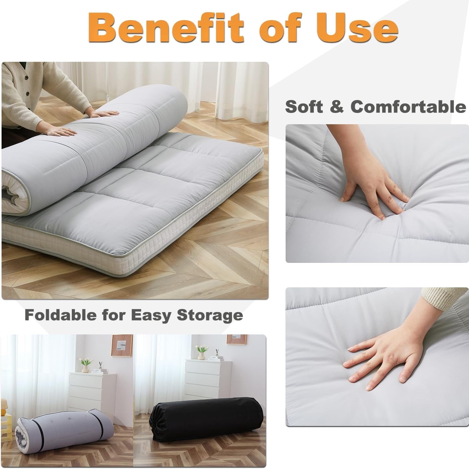 Queen Size Futon Mattr -4in Extra Thi Foldable Japanese Floor