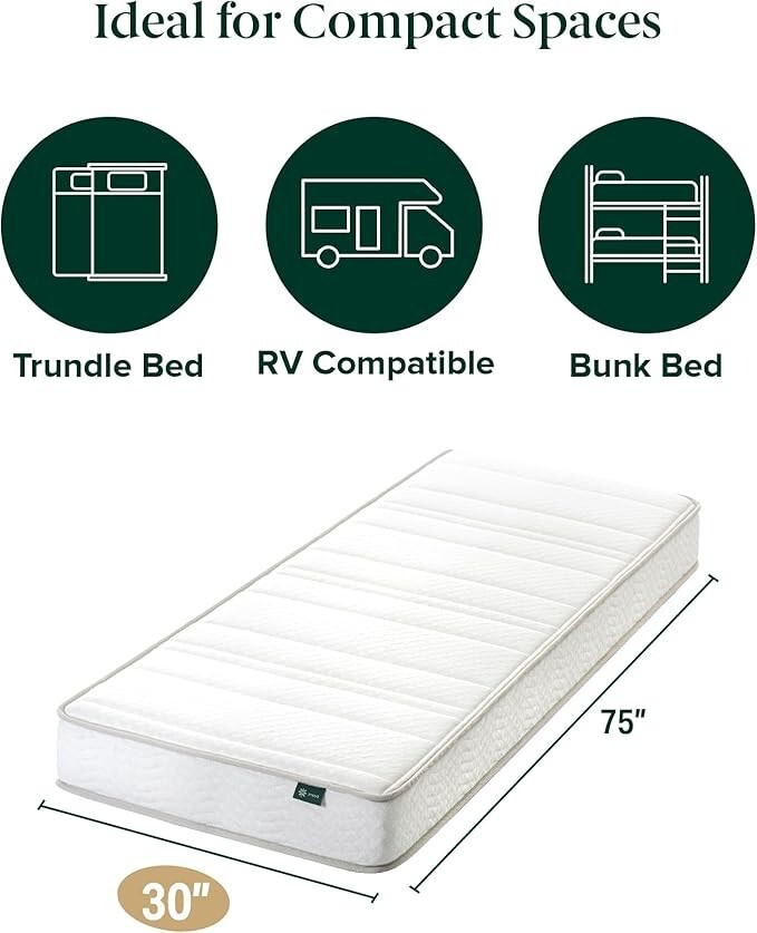 ZINUS 6 Inch Foam and Spring Mattress, Narrow Twin, CertiPUR-US Certified New